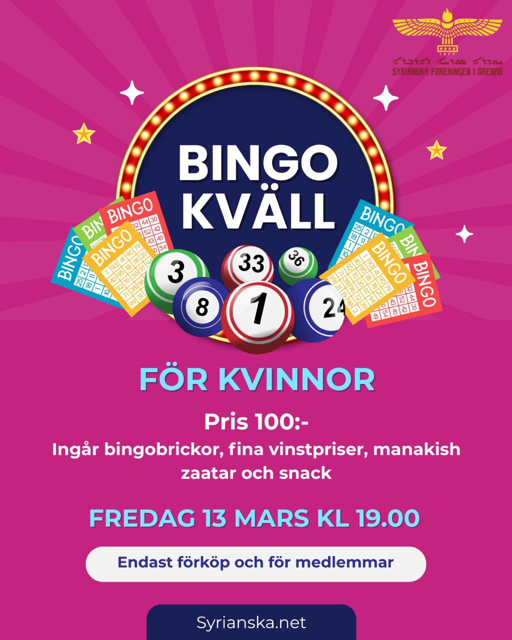 BINGO KVÄLL FÖR KVINNOR
